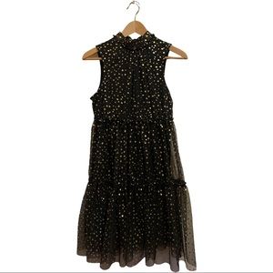 POPSUGAR black dress with gold stars Sz S